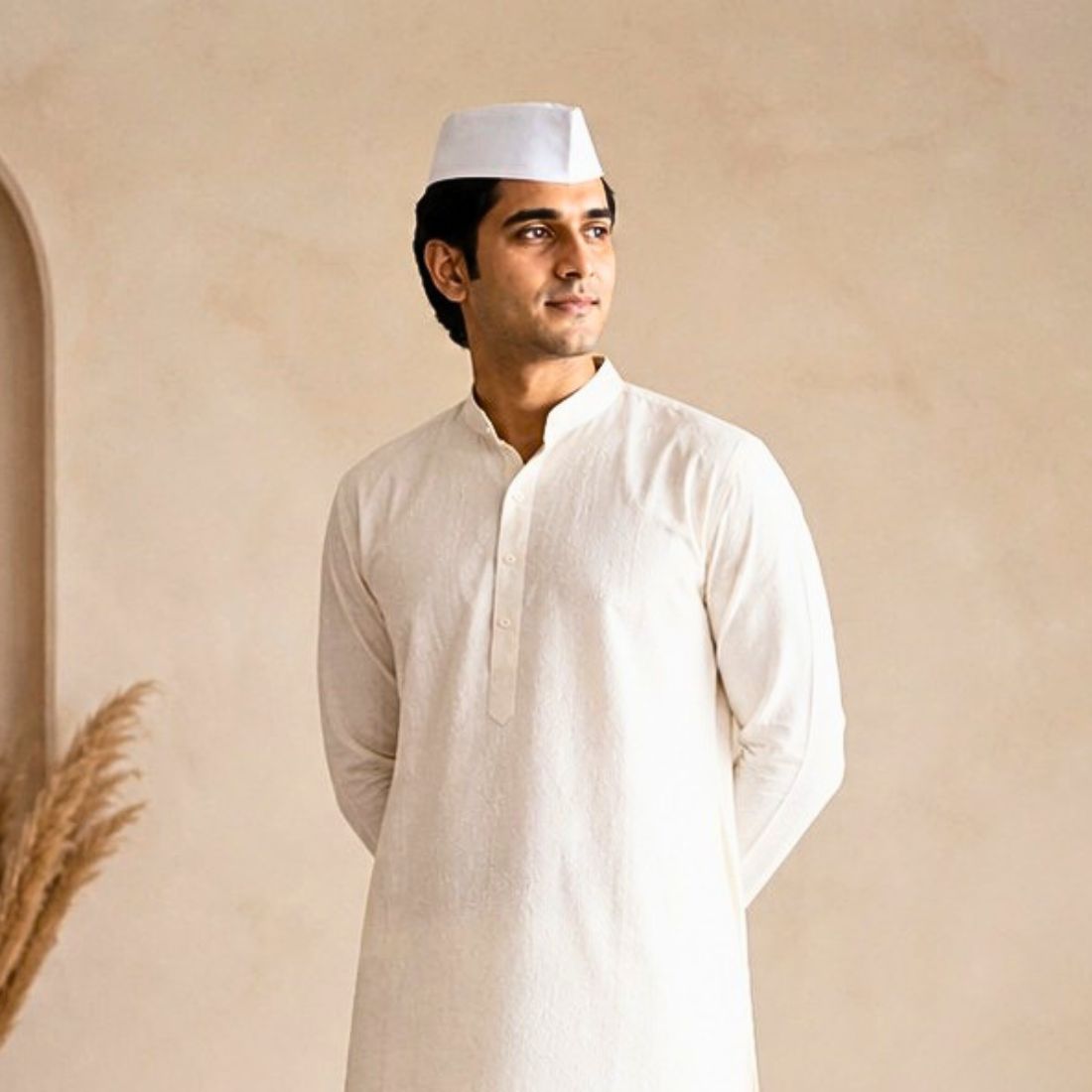 White Cotton Swadeshi Handloom Cap (Pack of 2) | Traditional Freedom Fighter Topi for Independence Day & Cultural Events