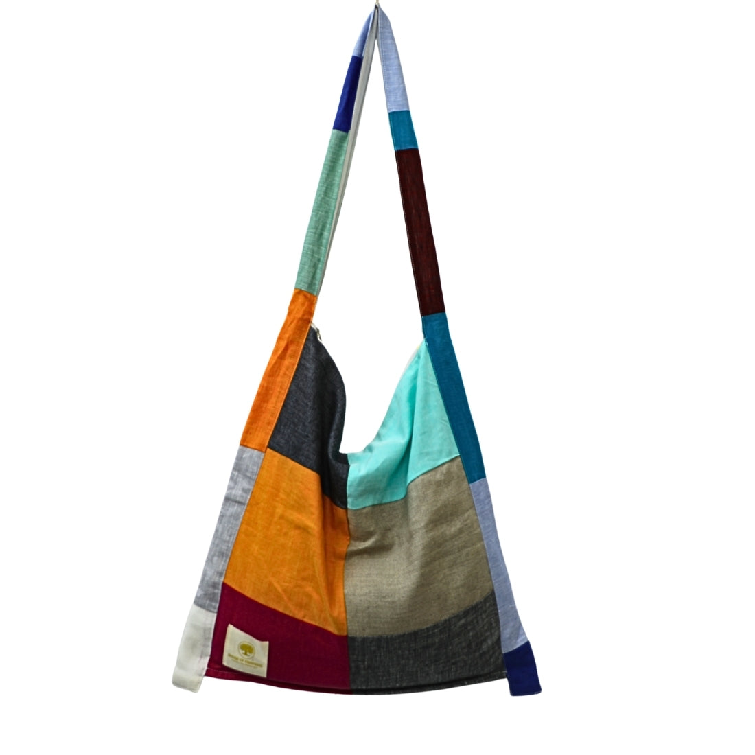 Linen Bag in Patchwork ideal for casual outing , beach party , travel .A practical and reusable cloth bag designed for everyday needs.