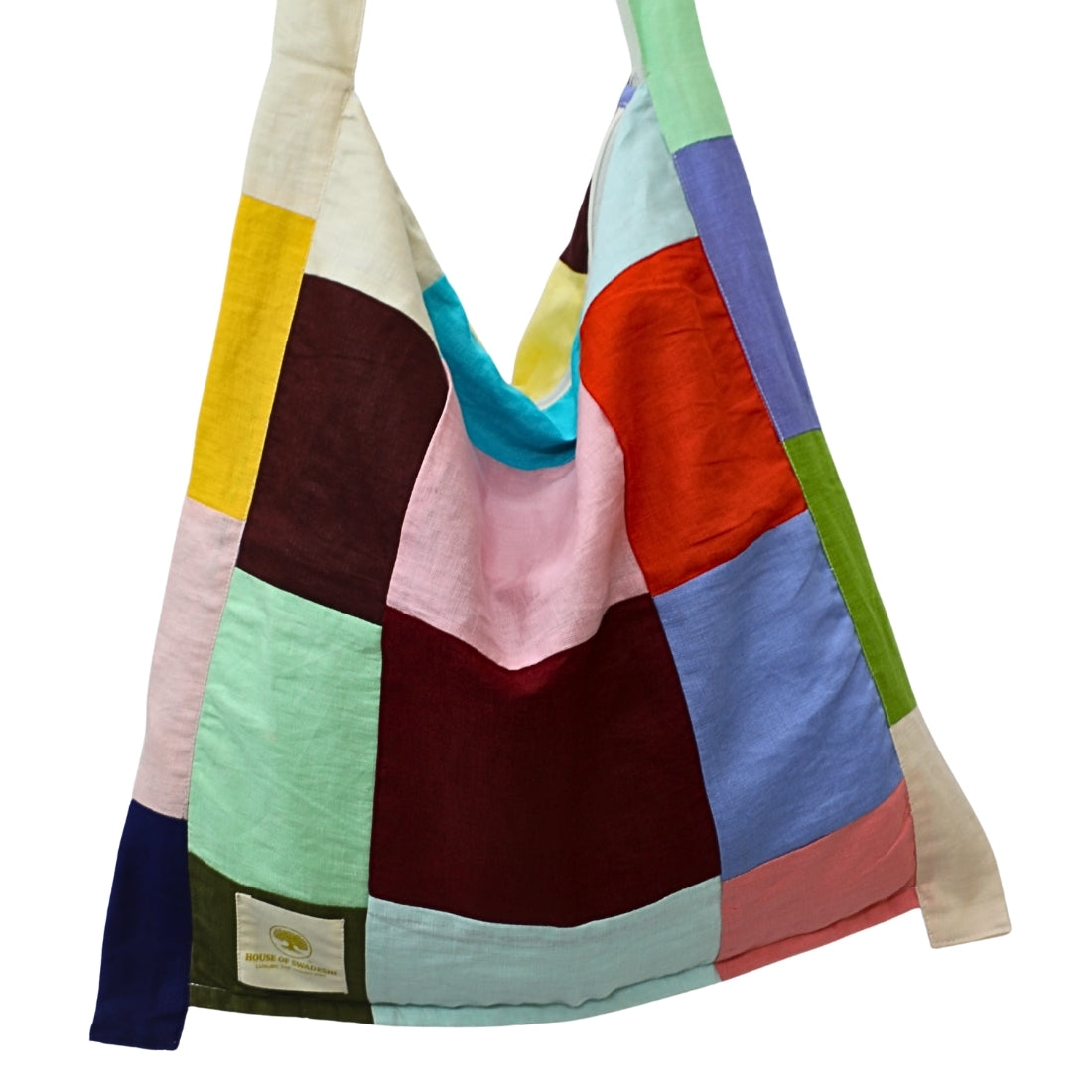 Patchwork Linen Jhola Bag - Multicolour