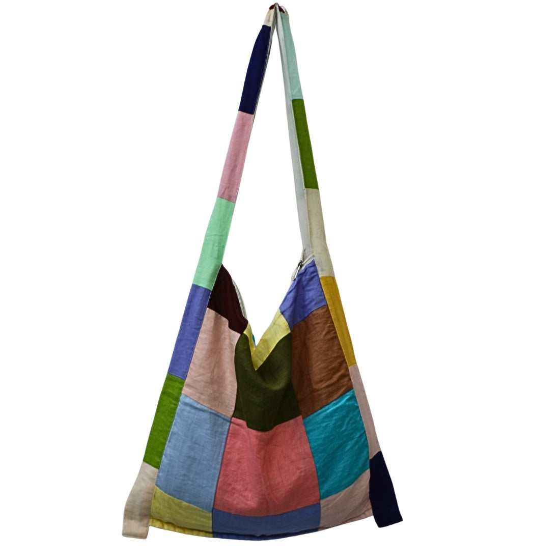Patchwork Linen Jhola Bag - Multicolour