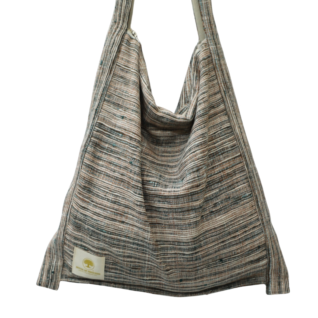Boho Jhola Bag Handloom Cotton – Olive Woven Stripe