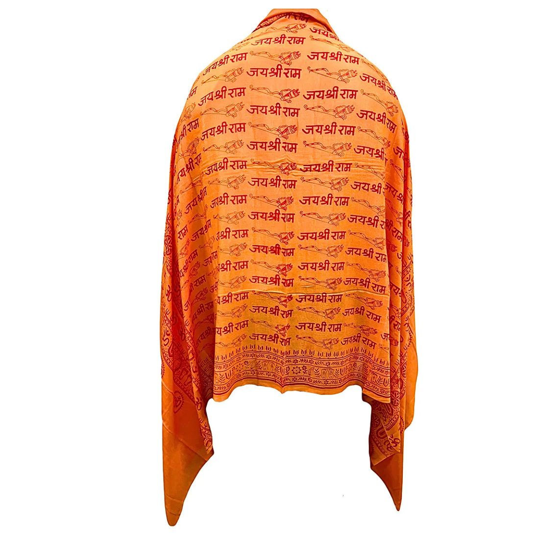 Jai Shree Ram Shawl | Modal Stole Scarf | Saffron & Yellow | Spiritual Devotional Wear