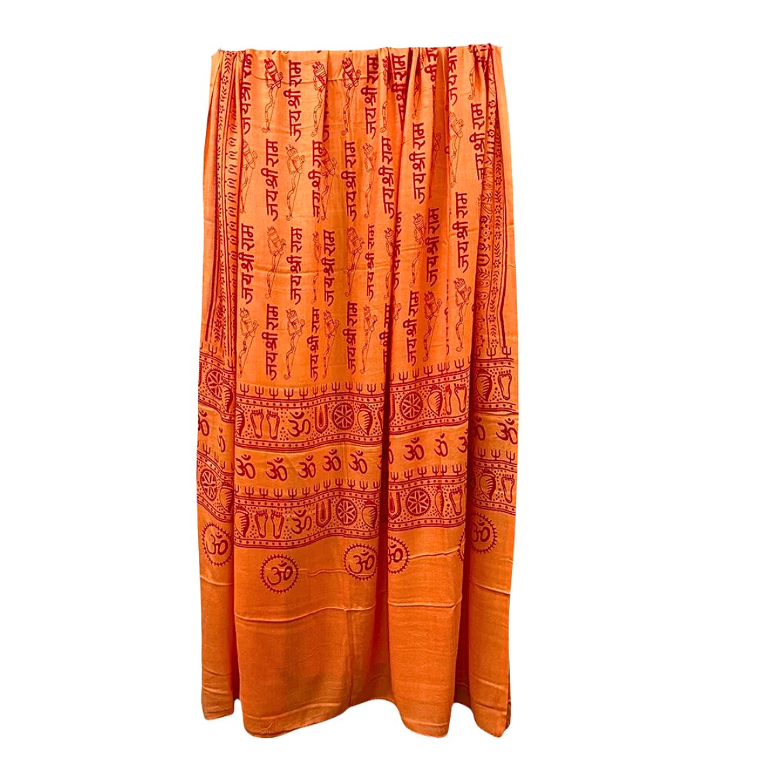 Jai Shree Ram Shawl | Modal Stole Scarf | Saffron & Yellow | Spiritual Devotional Wear