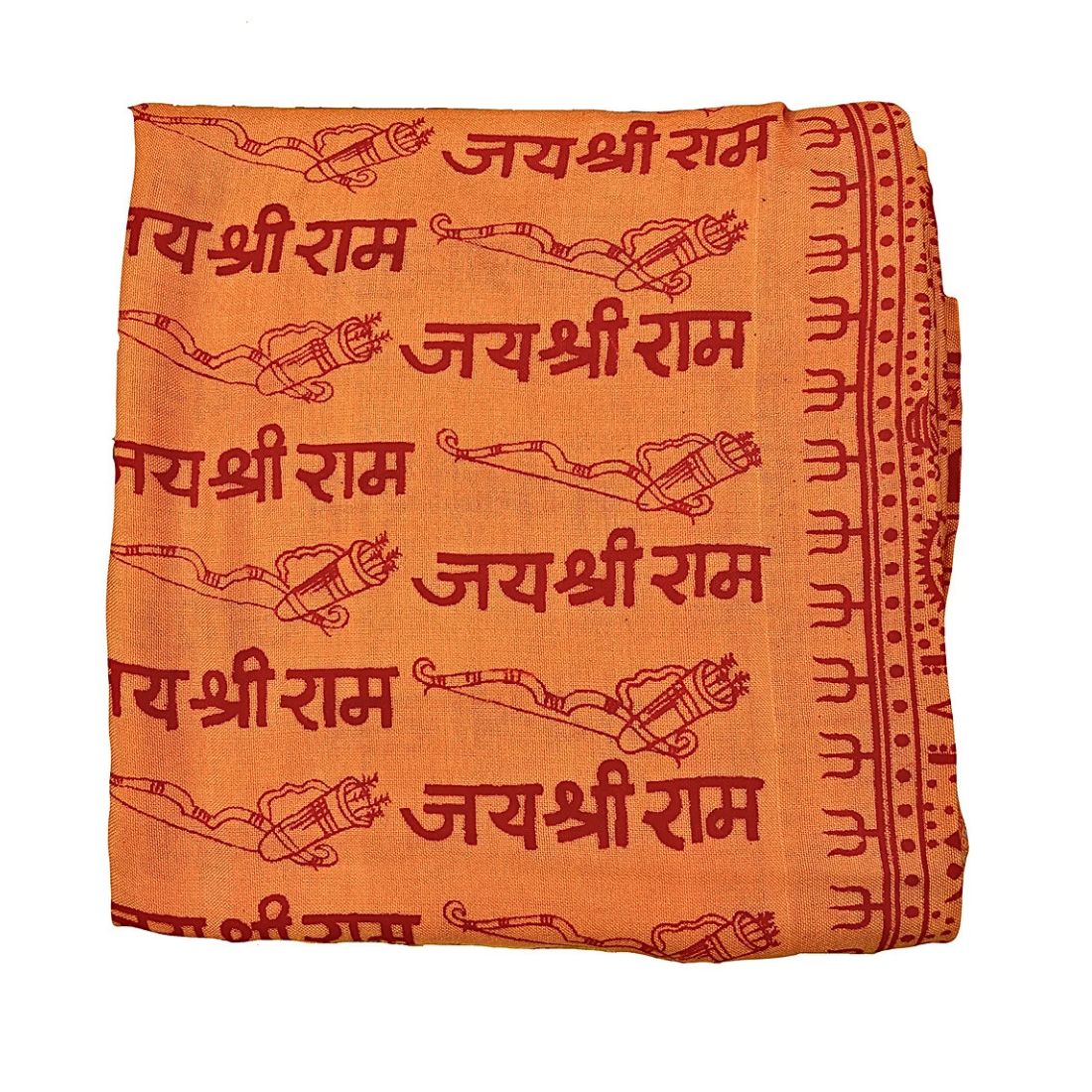 Jai Shree Ram Shawl | Modal Stole Scarf | Saffron & Yellow | Spiritual Devotional Wear