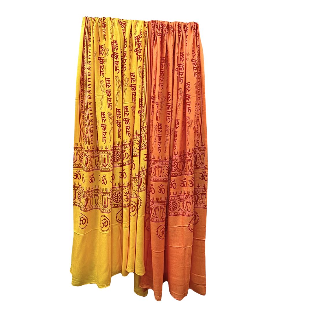 Jai Shree Ram Shawl | Modal Stole Scarf | Saffron & Yellow | Spiritual Devotional Wear