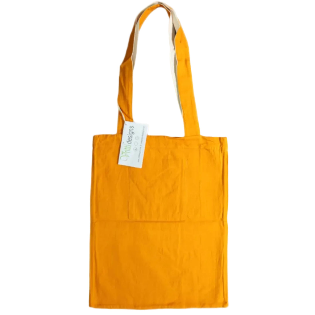 Two-tone eco tote bag in Himalayan Nettle herringbone fabric. Natural nettle front, yellow cotton back, 35x40 cm. Handcrafted by rural weavers in India.