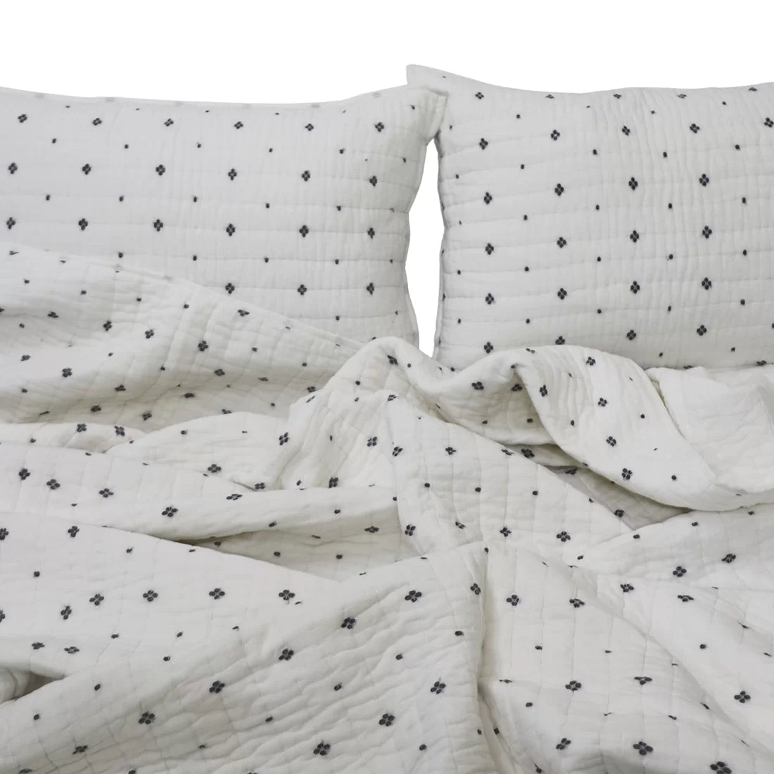 Black and White Quilt Set – Handwoven Jamdani Cotton | House of Swadeshi