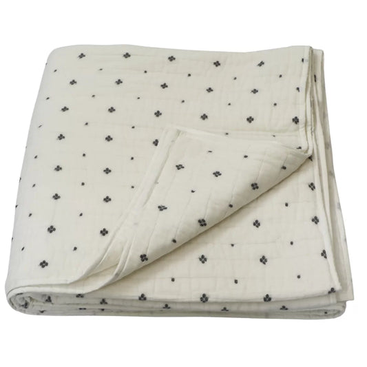 Black and White Quilt Set – Handwoven Jamdani Cotton | House of Swadeshi