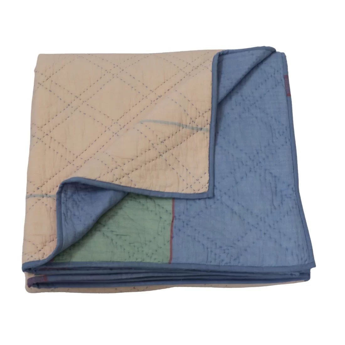 Reversible Cotton Quilt Set – Marshmallow Collection | Soft Pink & Blue Kantha Bedding