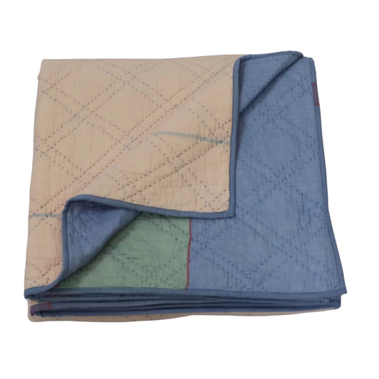 Reversible Cotton Quilt Set – Marshmallow Collection | Soft Pink & Blue Kantha Bedding
