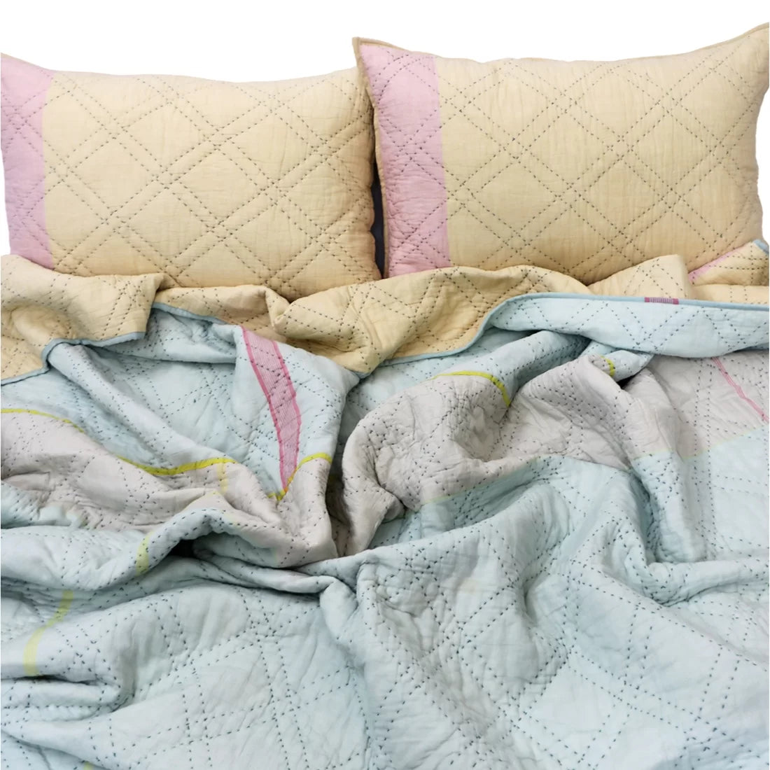 Lightweight Quilt Set – Marshmallow Collection | Egg Nog & Aqua Ice | King, Queen & Twin