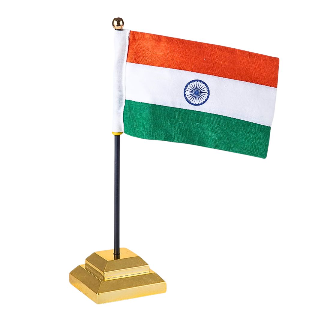 Royal Table Flag 4 x 6 Inch – Handloom | Golden Metal Colour Base