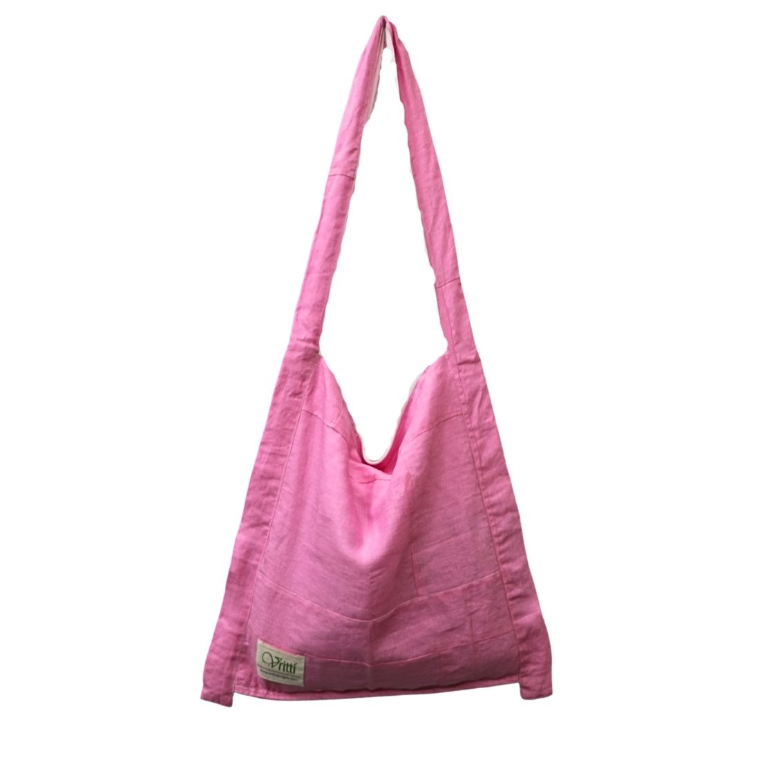 Soft Pink Linen Jhola bag for everyday use. Lightweight, durable and eco-friendly.